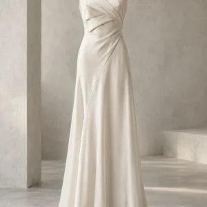 Folded Air Dress in Chalk — clean product view