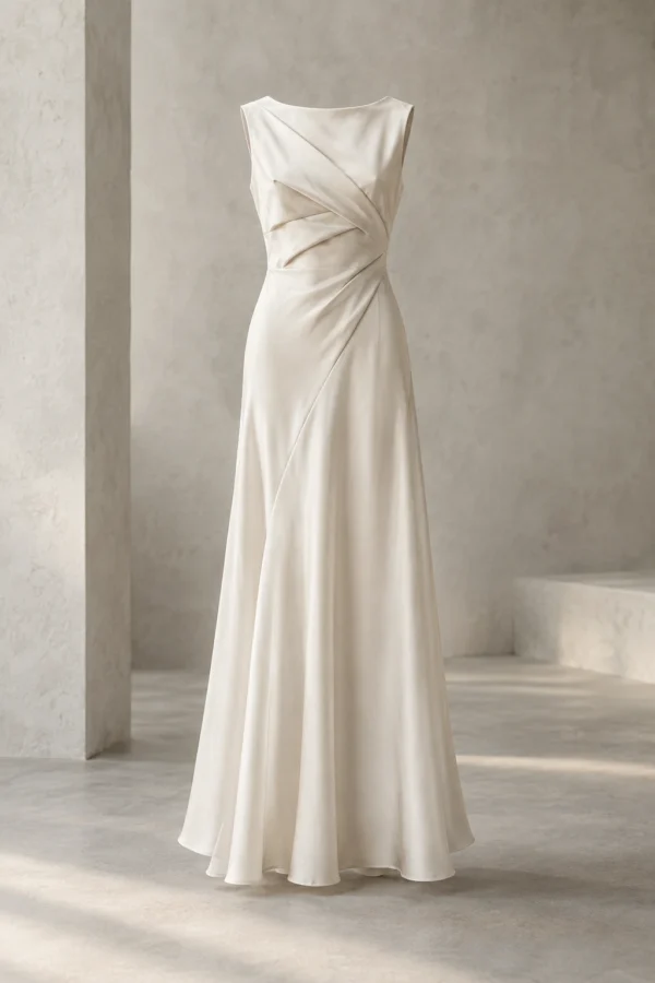 Folded Air Dress in Chalk — clean product view