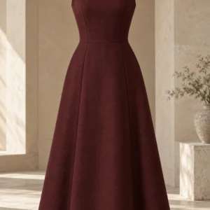 Oxblood Frame Dress in Oxblood wool twill, product view
