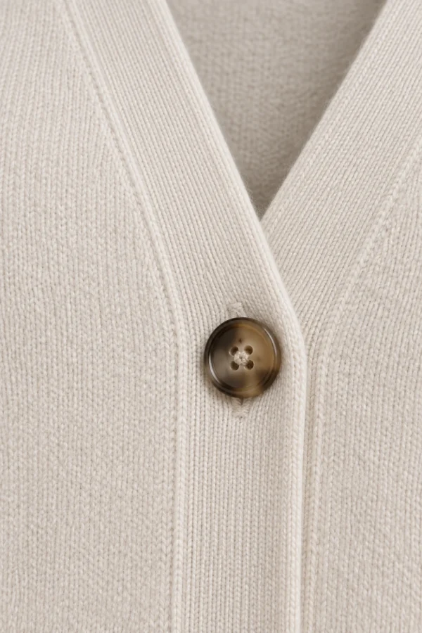 Soft Frame Cardigan in Chalk, construction detail