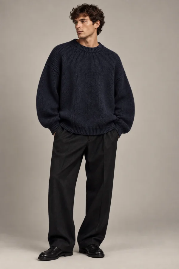 Night Gauge Sweater in Ink, fit view