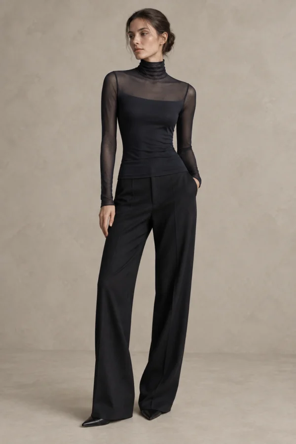 Veil Neck Top in Ink, fit view