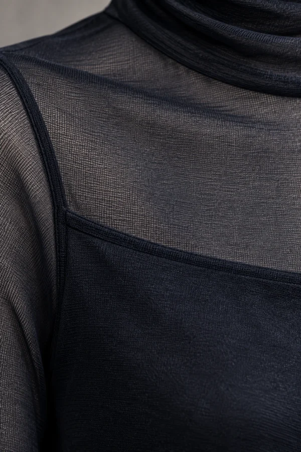 Veil Neck Top in Ink, material detail