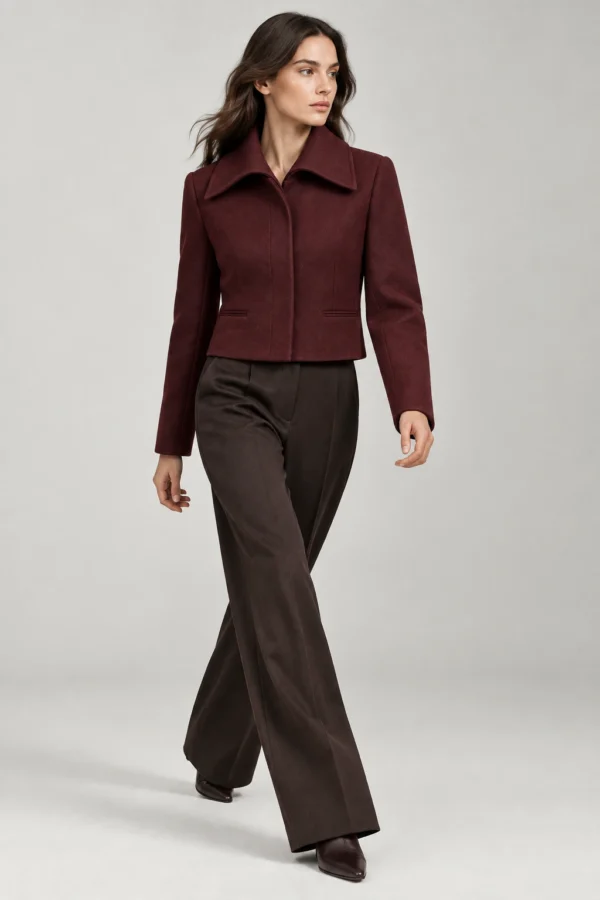 Oxblood Collar Jacket in Oxblood, movement view