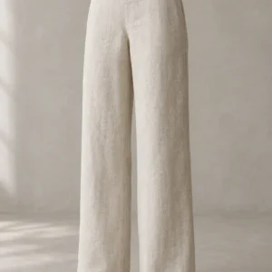 Linen Column Trouser in Chalk, product view
