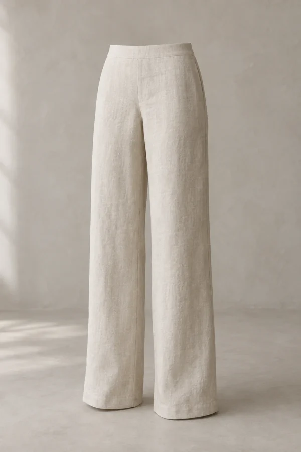 Linen Column Trouser in Chalk, product view