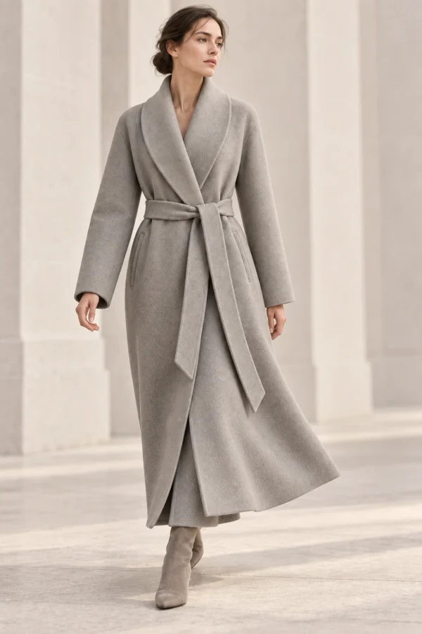 Mineral Wrap Coat in Mineral, movement view