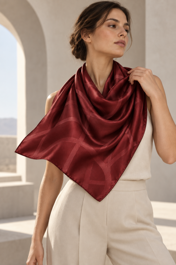 Still Forms Scarf in Oxblood, natural styling use view