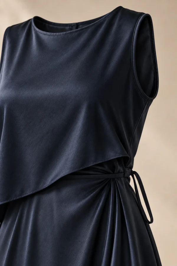 Halo Drape Dress in Ink, construction detail