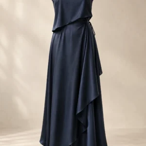 Halo Drape Dress in Ink, product view
