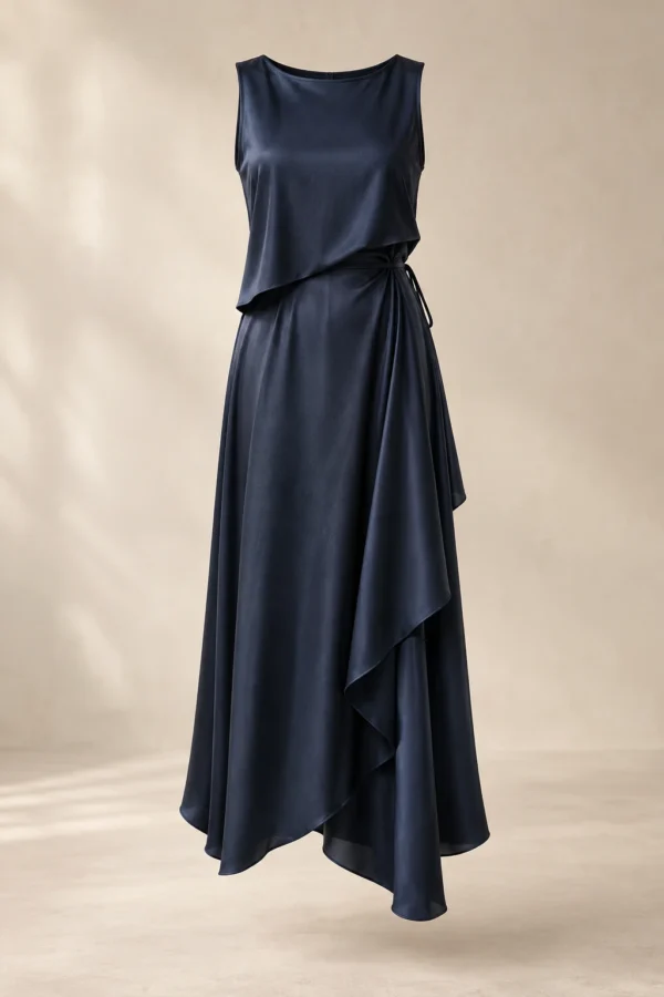 Halo Drape Dress in Ink, product view