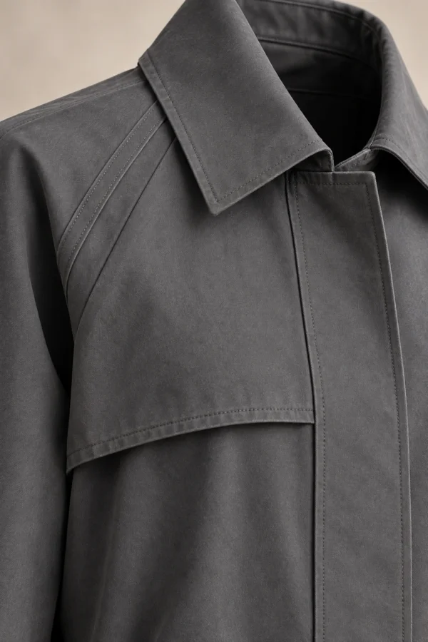 Horizon Cotton Mac in Slate, construction detail