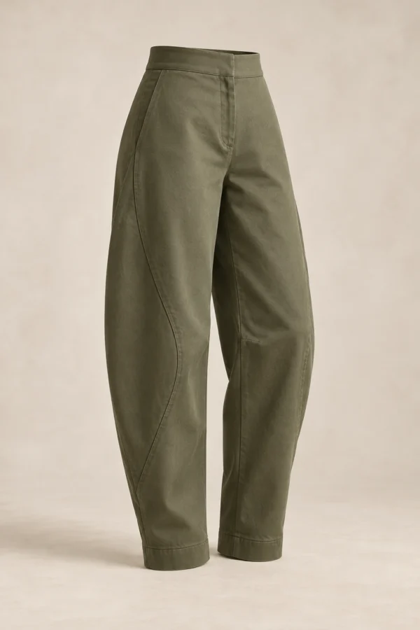 Crescent Barrel Trouser in Moss, product view