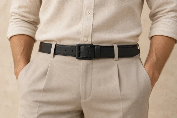 Silent Line Belt in Ink, fit view
